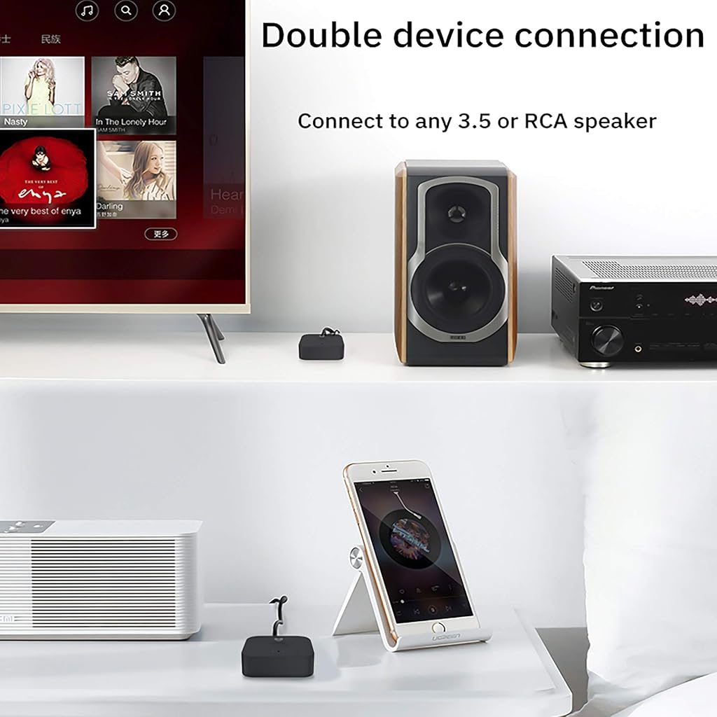 Verilux® Bluetooth 5.0 Audio Receiver with NFC Wireless Function 3.5mm AUX/RCA Input, Bluetooth Connector Streaming Music from Phone/Tablet/PC to Home Theatre Car Stereo Music System for Speaker Verilux® Bluetooth 5.0 Audio Receiver with NFC Wireless Function 3.5mm AUX/RCA Input, Bluetooth Connector Streaming Music from Phone/Tablet/PC to Home Theatre Car Stereo Music System for Speaker